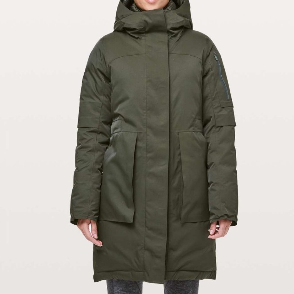 Lululemon Winter Warrior Parka, size 8, Dark Olive